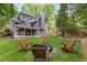 Spacious backyard featuring a fire pit surrounded by wooden chairs, perfect for outdoor gatherings at 8260 Overview Ct, Roswell, GA 30076