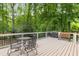Outdoor deck features wrought iron furniture, gas grill, and bench overlooking lush trees at 8260 Overview Ct, Roswell, GA 30076