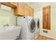 Functional laundry area equipped with a sink, modern washer and dryer, and ample cabinet storage for convenience at 8260 Overview Ct, Roswell, GA 30076