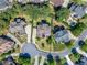 Aerial view of the property highlighting its location on a cul-de-sac and its well-maintained landscaping at 3456 Glen Mist Pl, Dacula, GA 30019
