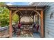 Cozy outdoor covered patio with wooden pergola and stylish furniture, perfect for relaxing at 1560 Gilstrap Nw Ln, Atlanta, GA 30318