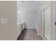 Spacious bathroom featuring a glass shower, wood-look flooring, and double vanity at 2089 Lanier Harbor Pt # 2089, Buford, GA 30518