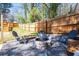 Backyard featuring a stone firepit with Adirondack chairs, creating an inviting outdoor gathering space at 1105 Gun Club Nw Rd, Atlanta, GA 30318