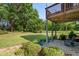 Beautifully landscaped backyard with stone edging and a paver patio underneath a deck at 1810 Annie Nw St, Atlanta, GA 30318