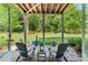 Relaxing outdoor patio featuring two Adirondack chairs and a peaceful view of the green backyard at 1810 Annie Nw St, Atlanta, GA 30318