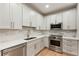 Stylish kitchen with stainless steel appliances, white cabinets, and marble backsplash at 609 Pinetree Dr, Decatur, GA 30030
