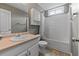 Neutral bathroom features a tub/shower combo and ample vanity space at 2086 Grant Ave, Mcdonough, GA 30252