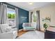 Charming Bedroom with blue accent wall, hardwood floors and plenty of natural light at 437 E Ontario Sw Ave, Atlanta, GA 30310