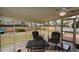 Comfortable screened porch with seating, a ceiling fan, and views of the backyard, perfect for outdoor enjoyment at 118 Heritage Way, Peachtree City, GA 30269