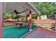 Backyard deck boasting covered dining space, ceiling fans, and a gas heater at 755 James Ridge Dr, Lawrenceville, GA 30045