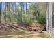 Inviting backyard patio area, perfect for outdoor seating and entertaining surrounded by trees at 2099 Easterwood Ter, Decatur, GA 30032
