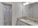 Bathroom with double vanity, granite countertops, white cabinetry, and shower with neutral finishes at 2099 Easterwood Ter, Decatur, GA 30032
