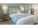 Stylish bedroom featuring a textured headboard, modern lamps, and a cozy throw blanket at 1834 Butterfly Way, Marietta, GA 30066