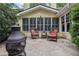 Covered outdoor seating area with comfortable wicker chairs and a stone patio at 3456 Drayton Ne Dr, Roswell, GA 30075