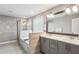 Modern bathroom with a double vanity, walk-in shower, and a separate soaking tub at 2624 Chase Rdg, Kennesaw, GA 30144