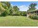 Sprawling backyard with mature trees, and home exterior with screened in porch at 2653 Elkhart Sw Cir, Marietta, GA 30064