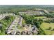 Expansive aerial view of a neighborhood surrounded by lush greenery and mature trees in a suburban community at 7995 Brewton Creek Dr, Cumming, GA 30028