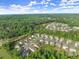 Aerial view of a new residential community surrounded by lush forest, highlighting the neighborhood's serene and green location at 7995 Brewton Creek Dr, Cumming, GA 30028