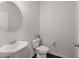 Cozy powder room with pedestal sink and modern toilet at 7995 Brewton Creek Dr, Cumming, GA 30028