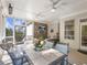 Inviting screened porch featuring a dining area and a comfortable seating area with a TV at 1963 Skybrooke Ln, Hoschton, GA 30548