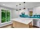 Modern kitchen featuring white cabinets, quartz countertops, kitchen island, and stainless steel appliances at 615 Nw Mark Trail Nw Ct, Atlanta, GA 30328