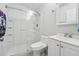 Modern bathroom with glass enclosed shower and updated sink and vanity at 3123 Morgan Box Ln, Buford, GA 30519