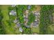 Picturesque aerial view of a neighborhood, highlighting lush greenery, well-maintained homes and pond at 8109 Lawnview, Alpharetta, GA 30022