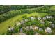Serene aerial shot of a lush neighborhood, showcasing beautiful homes nestled among mature trees and green landscapes at 8109 Lawnview, Alpharetta, GA 30022