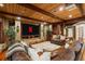 Comfortable living room with a wood-paneled ceiling, a large TV, and plush couches, designed for relaxation and entertainment at 8109 Lawnview, Alpharetta, GA 30022