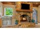 Outdoor fireplace features a built-in grill and stone surround, perfect for entertaining at 8109 Lawnview, Alpharetta, GA 30022
