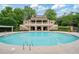 Community pool and pool house with a large pool and attractive architecture at 8109 Lawnview, Alpharetta, GA 30022