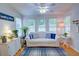 Inviting living room with a comfortable white sofa, blue pillows, and cozy decor at 3381 Grovewood Ln, Duluth, GA 30096