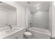Modern bathroom featuring a tub and shower, a sink with a white vanity, and modern fixtures at 207 Hickory Bluffs Pkwy, Canton, GA 30114