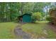 A spacious backyard with a storage shed, offering extra space for tools, equipment, and outdoor activities at 1125 Lanier Sw Dr, Marietta, GA 30060