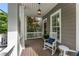 Inviting covered front porch with rocking chairs and stylish lighting at 1626 Gilstrap Nw Ln, Atlanta, GA 30318