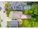 Stunning aerial view of homes with lush landscaping, private pools, and driveways on a sunny day at 172 Olympic Pl, Decatur, GA 30030