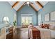 Bright bedroom with wooden beams, hardwood floors and natural light at 2208 Sage Mountain Sw Ct, Marietta, GA 30064
