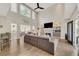 Spacious living room features high ceilings, a fireplace, and large windows at 1420 Cortez Ne Ln, Atlanta, GA 30319