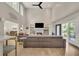 An expansive living room with vaulted ceilings, a cozy fireplace, and natural light at 1420 Cortez Ne Ln, Atlanta, GA 30319
