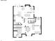 An overhead view of the main floor floorplan including the kitchen, dining and living room at 7249 Village Creek Trce, Atlanta, GA 30328