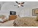 Bedroom features neutral tones, ceiling fan, TV, and large dresser at 1152 Ward Creek Sw Dr, Marietta, GA 30064