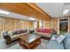 Spacious finished basement with comfortable seating and wood-paneled walls at 1690 Cedar Grove Dr, Marietta, GA 30066