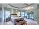 Spacious main bedroom featuring a tray ceiling, fan, and a sitting area with comfortable chairs at 2043 Mason Mill Rd, Decatur, GA 30033