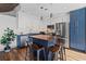 Modern kitchen featuring stainless steel appliances, a central island with seating, and stylish two-tone cabinetry at 860 Peachtree Ne St # 1712, Atlanta, GA 30308