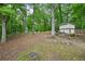 Expansive backyard featuring mature trees, fire pit, and shed with potential for various outdoor activities at 1118 Creekdale Dr, Clarkston, GA 30021
