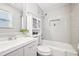 Modern bathroom with a shower and tub combination, vanity, and sleek finishes at 1118 Creekdale Dr, Clarkston, GA 30021