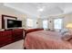 Spacious main bedroom with tray ceilings, carpeting, and neutral tones at 222 Mossy Pl, Alpharetta, GA 30005