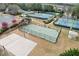 Aerial view of the community featuring tennis courts, a basketball court, and sand volleyball court at 331 Franklin Ln, Acworth, GA 30102