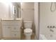 Well-maintained bathroom featuring a white vanity and shower at 1341 Timbercrest Ct, Lawrenceville, GA 30045