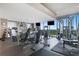 Well-equipped gym featuring modern weight machines and large windows offering panoramic views at 855 Peachtree Ne St # 2203, Atlanta, GA 30308